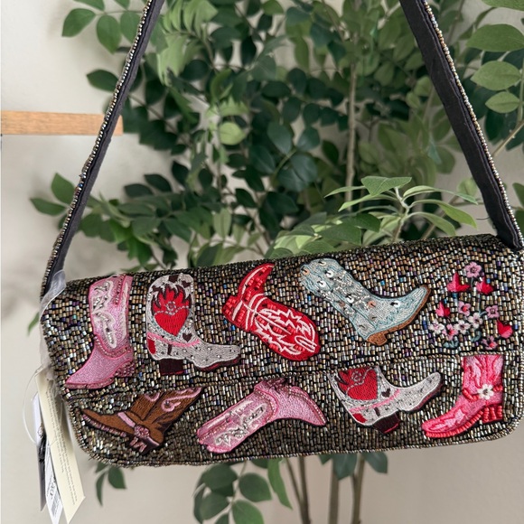 Beaded Western Boot Shoulder Bag - Picture 1 of 7